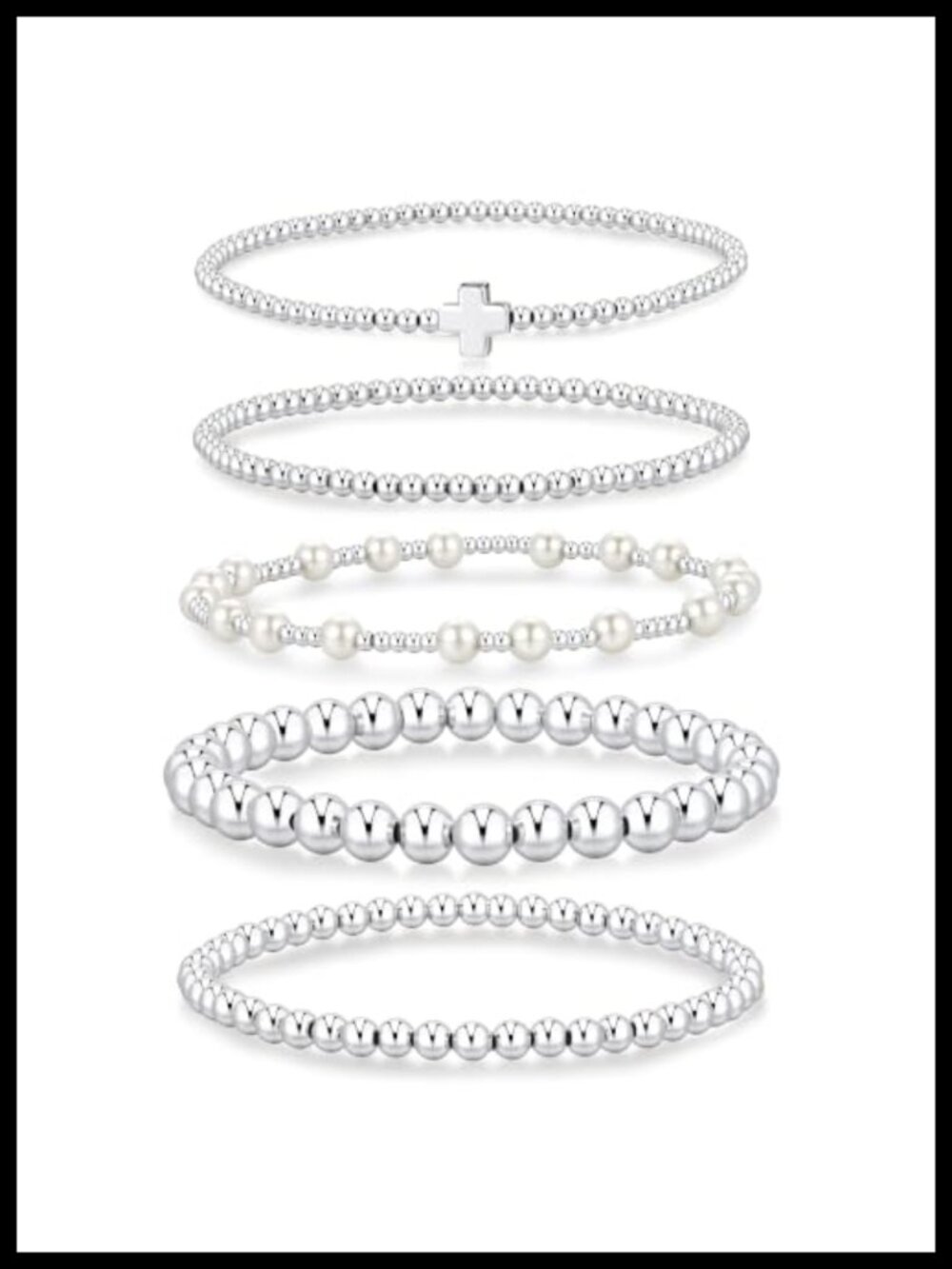 Gold Plated Beaded Stretch Bracelets for Women Stackable Jewelry Set